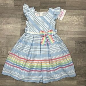 Bonnie Jean Girls Flutter Sleeved Striped Dress